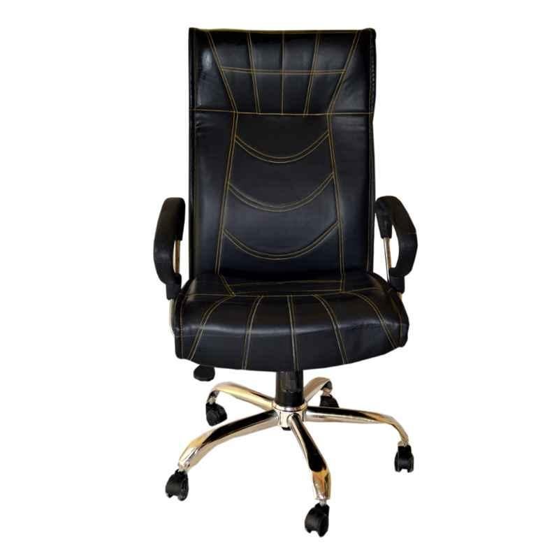 Mezonite High Back Leatherette Black Office Chair, Dimensions: 75x45x55 cm  (Pack of 2)