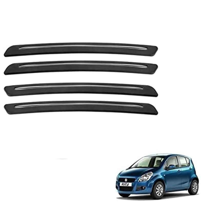 Kozdiko 4 Pcs Rubber Black Car Bumper Protector Set with Chrome Strip for Maruti Suzuki Ritz