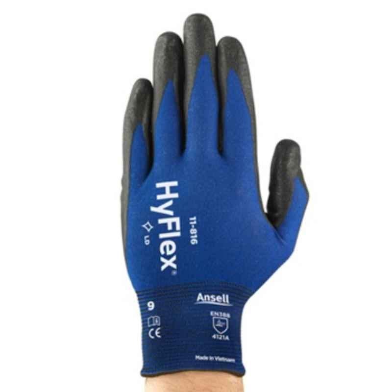Ansell HyFlex 11-816 Fortix Nitrile Foam Coating Knitted Gloves, Size: L