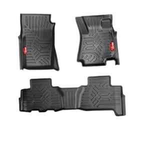 Pruvu 3 Pcs TPE Black 2 Row Car Floor Mat Set for Manual & Automatic Mahindra Scorpio Classic 2022 Onward, PRU-TFM 015 B