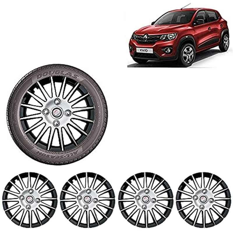 Auto Pearl 4 Pcs 13 inch ABS Black & Silver Wheel Cover Set for Renault Kwid