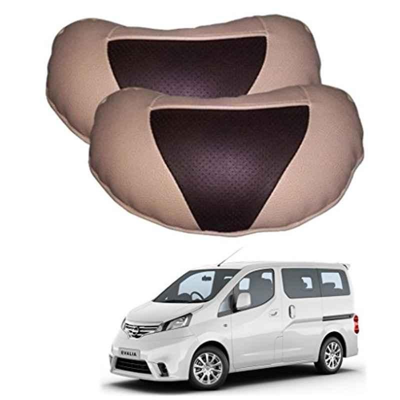 Kozdiko 2 Pcs Brown & Beige Neck Rest Set for Nissan Evalia, koz_38953