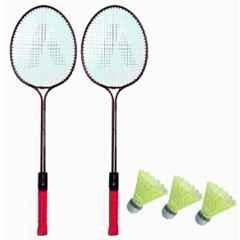 STYRKR 2 Pcs Black & White Badminton Racket Kit with 3 Pcs Shuttlecocks