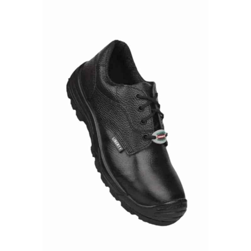Liberty Surksha-1L Buff Grain Barton Leather Low Ankle Steel Toe Black Safety Shoes, Size: 8