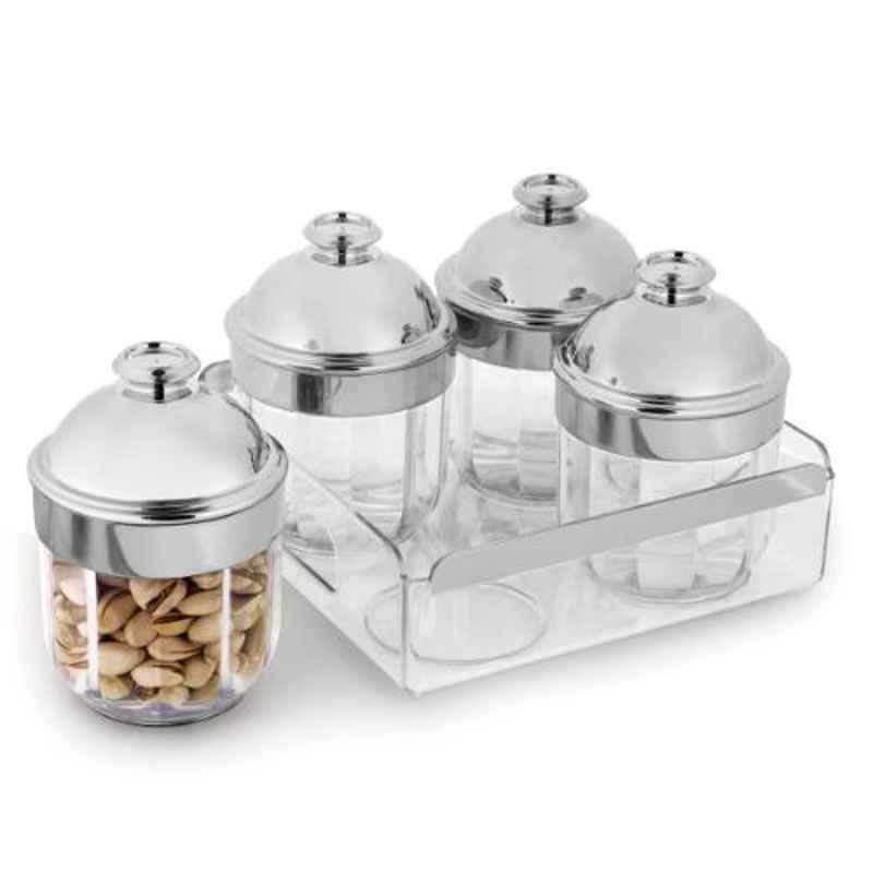 Trueware 4 Pcs Kimora Plus 500ml Silver Container Set with Tray