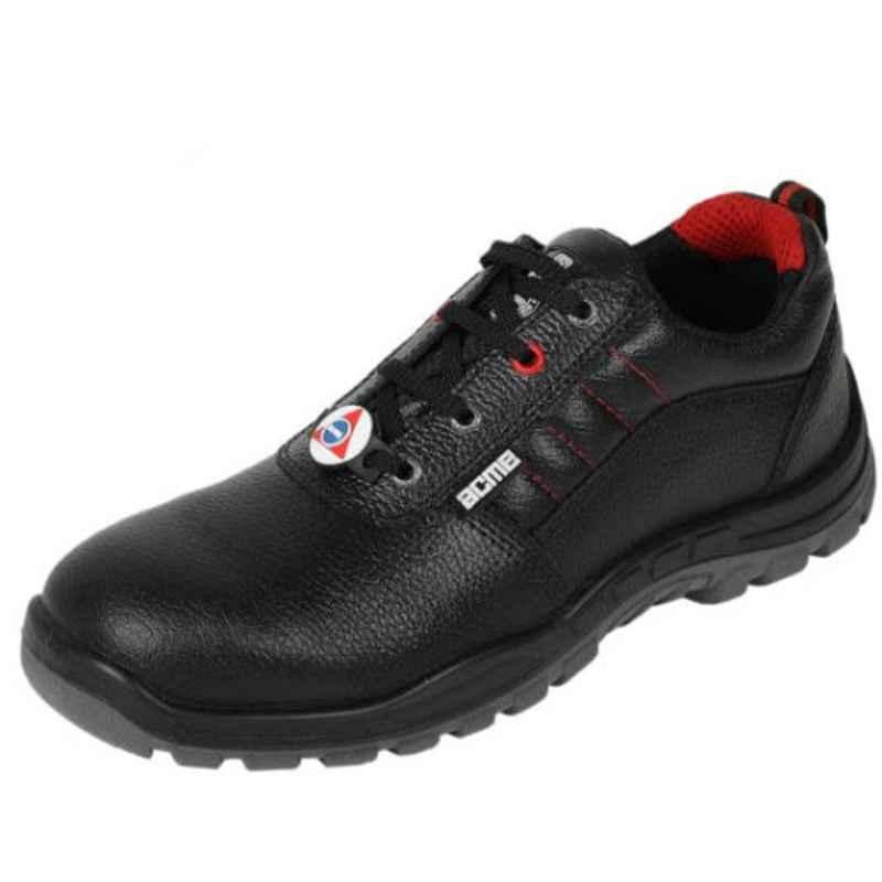 Acme Stellar Leather Low Ankle Steel Toe Black Work Safety Shoes, Size: 11