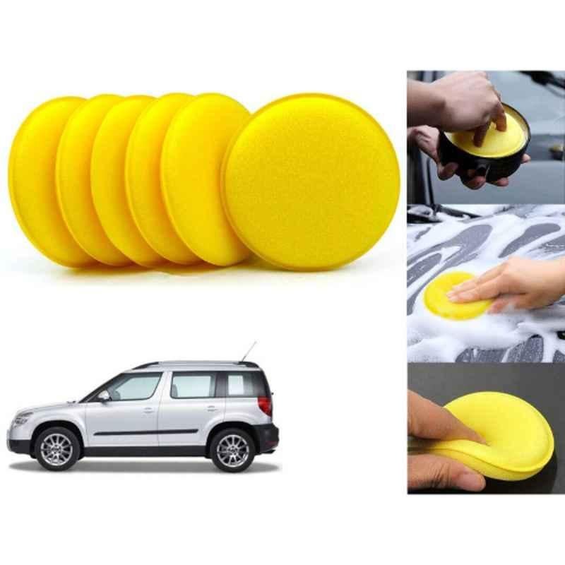 Auto Pearl Polyurethane Beige Washing & Waxing Polish Foam Sponge for Yeti (Pack of 6)