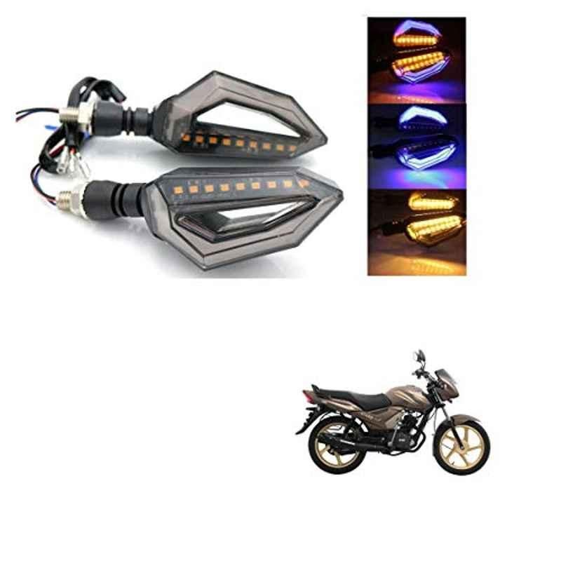 Kozdiko 4 Pcs Bike D Shaped 9 LED Front & Rear Side Turn Signal Indicator Light Set for TVS Star City Plus