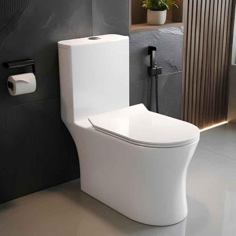 Plantex Ceramic White S Trap Western Commode with Soft Closing Seat, APS-2019