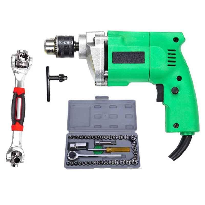 Shopper52 10mm Electric Drill Machine with 40 Pcs Screwdriver Set & 48 in 1 Wrench Spanner Kit, DRL40PC48IN1