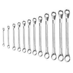 Eastman 12 Pcs Chrome Vanadium Steel Chrome Plated Silver Ring Spanner, KIT-E2007-12