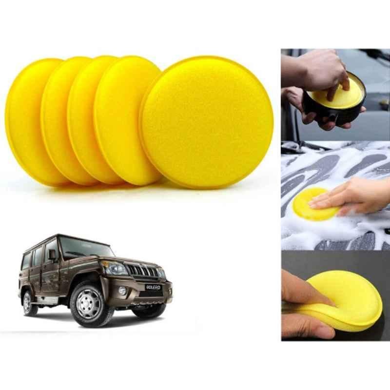 Auto Pearl Polyurethane Beige Washing & Waxing Polish Foam Sponge for Bolero SLX 2011-2019 (Pack of 5)