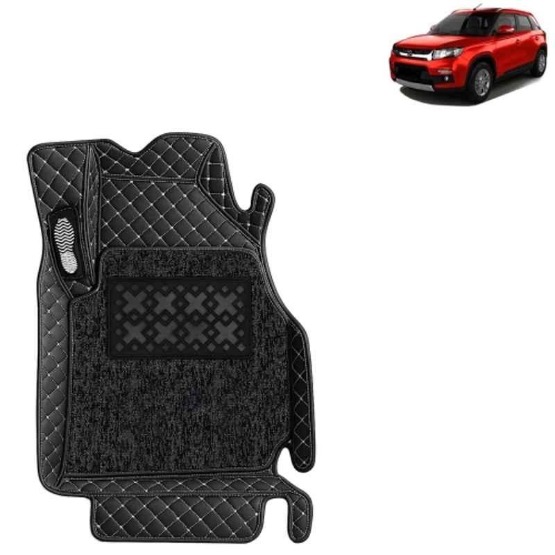 Kingsway 3 Pcs Premium 7D 100% Waterproof & Washable PU Leatherette Classic Black Car Floor Mat Set for Maruti Suzuki Vitara Brezza 2016 to 2019