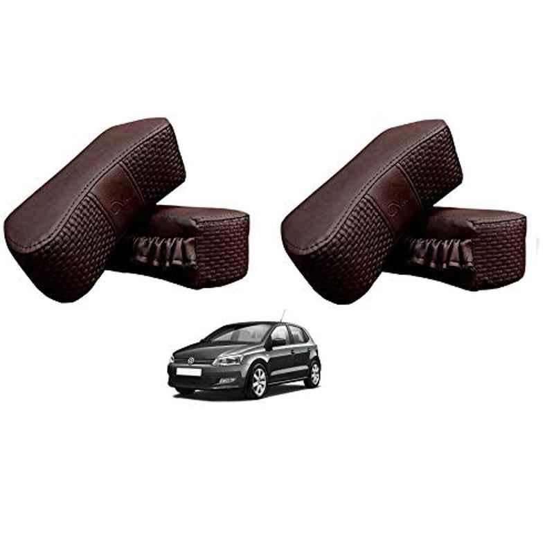 Kozdiko 4 Pcs CV Designer Cola Leatherite Neck Rest Car Cushion Pillow Set for Volkswagen Polo