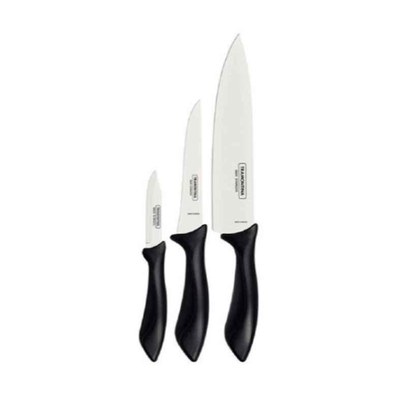 Tramontina 3Pcs Stainless Steel Black Knife Set, 23699050