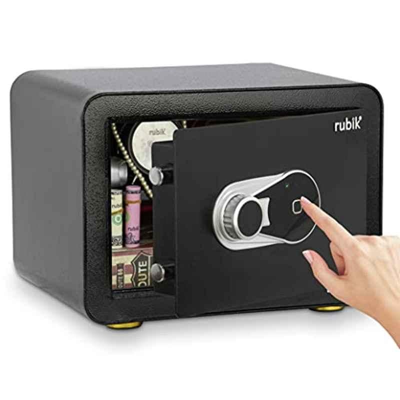 Rubik 35x28x25cm Alloy Steel Black Safe Box with Biometric Fingerprint Lock, RBCH-25II