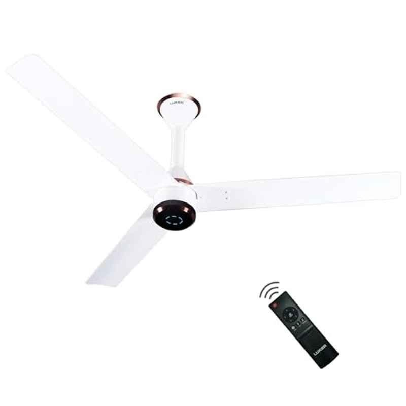 Luker Crown Plus 32W 350rpm White & Copper 5 Star 3 Blade BLDC Ceiling Fan with Remote & 3 Years Warranty, Sweep: 1200 mm
