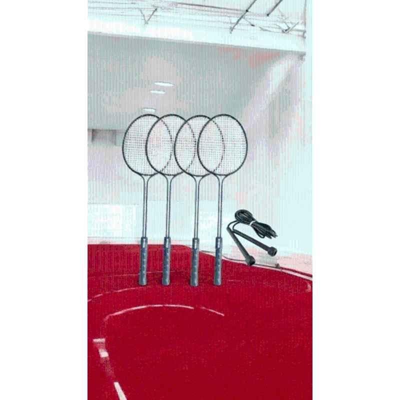 STYRKR Iron Black Scratch less A-200 Badminton Racquets set of 4 with Rope Badminton Kit