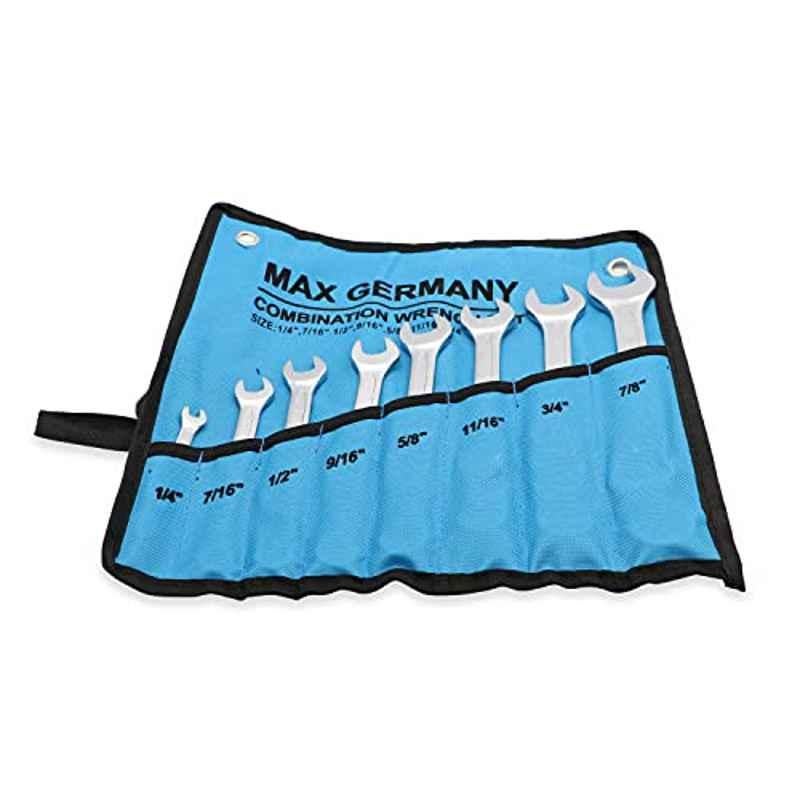 Max Germany 8 Pcs CrV Steel Combination Spanner Set, 3306-AF-08
