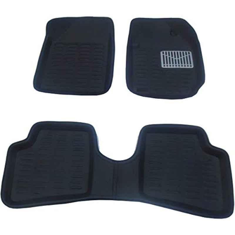 Kozdiko 3 Pcs 3D Black Car Foot Mat Set for Maruti Suzuki S-Cross , koz_9010