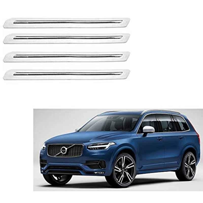 Kozdiko 4 Pcs PVC White Car Bumper Protector Set with Chrome Strip for Volvo XC90