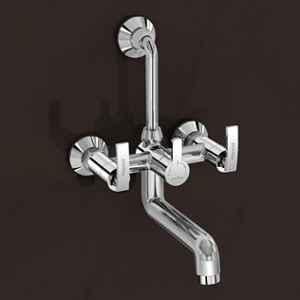 Plantex Wall Mixer for Bathroom 2-in-1 with L-Bend Provision for Overhead Shower/Pure Brass Mixer Tap for Bathroom with Water Saving Nozzle Tap (Col-1018-Chrome)