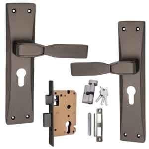 ATOM 203mm Alloy Steel Black Matt Finish Mortise Door Lock Set, MH-O57-CY-BLK-OSK