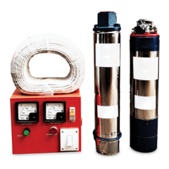 Rajco V-4 1.5HP 1.1kW 12 Stage Aluminium Single Phase Oil Filled Submersible Pumps with Control Pannel & 50m Cable