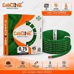 CabONE Lite 0.75 Sqmm Green Single Core FR PVC Insulated CCA Copper Electrical Wire, Length: 45 m