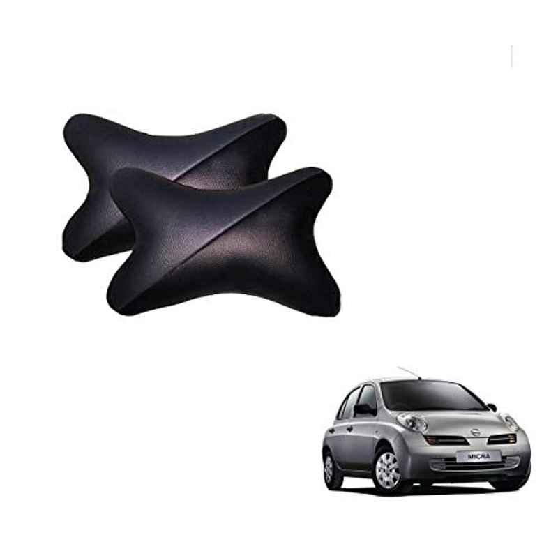 Kozdiko 2 Pcs Memory Foam Grey & Black Car Neck Rest Cushion Pillow Set for Nissan Micra