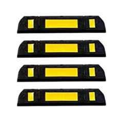 Ladwa 600mm Rubberised Car Wheel Parking Stopper with Reflective Yellow Tape Curb, LCS 600-P4 (Pack of 4)