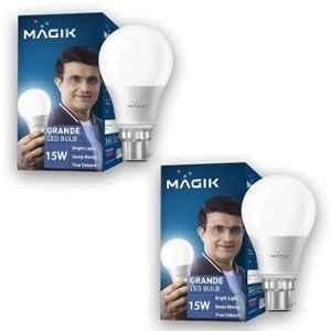 Magik Grande 15W 6500K B22 Cool White LED Bulb (Pack of 2), LUGR015CP4172E2