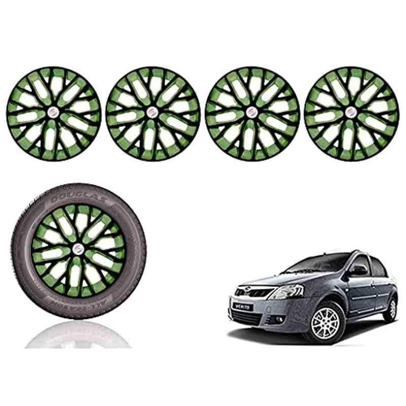Auto Pearl 14 inch ABS Black & Green Press Type Car Hub Cap Wheel Cover for Verito