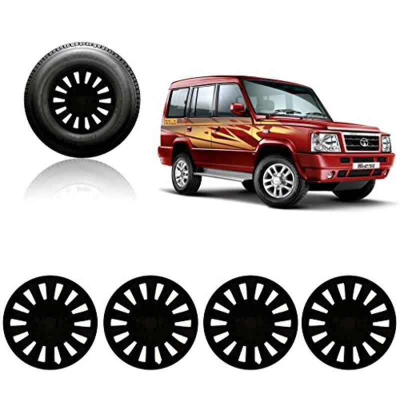 Auto Pearl 4 Pcs 15 inch Black Wheel Cover Set for TATA Sumo