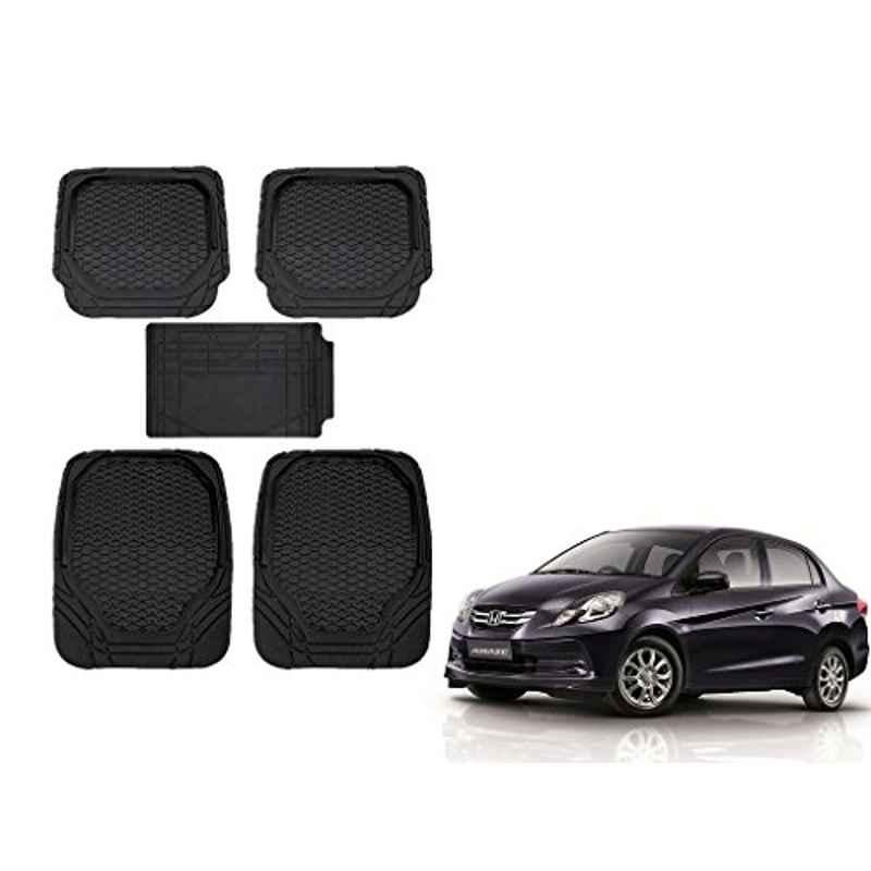 Kozdiko 8855TW 5 Pcs Rubber Black Rubber Car Mat Set for Honda Amaze