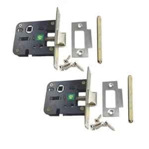 Onjecx 2 Pcs 70mm Stainless Steel Black Keyless Mortise Door Lock Set, BML+25MM