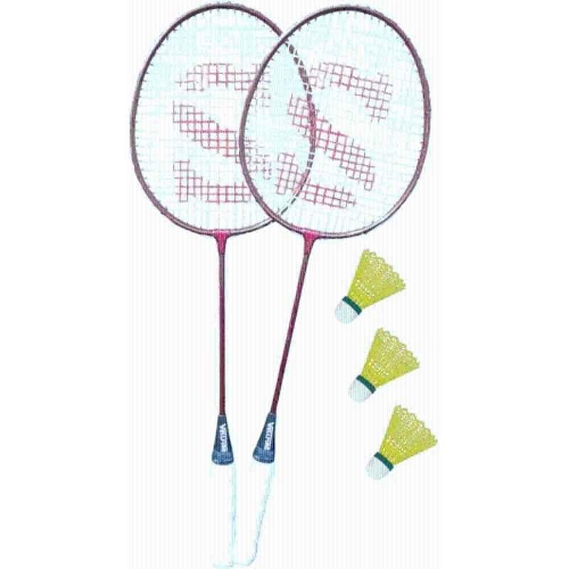 STYRKR Alloy Steel Multicolour Single Shaft Racket, High Performance Racket with 3Pcs Plastic Shuttlecocks Box Badminton Kit