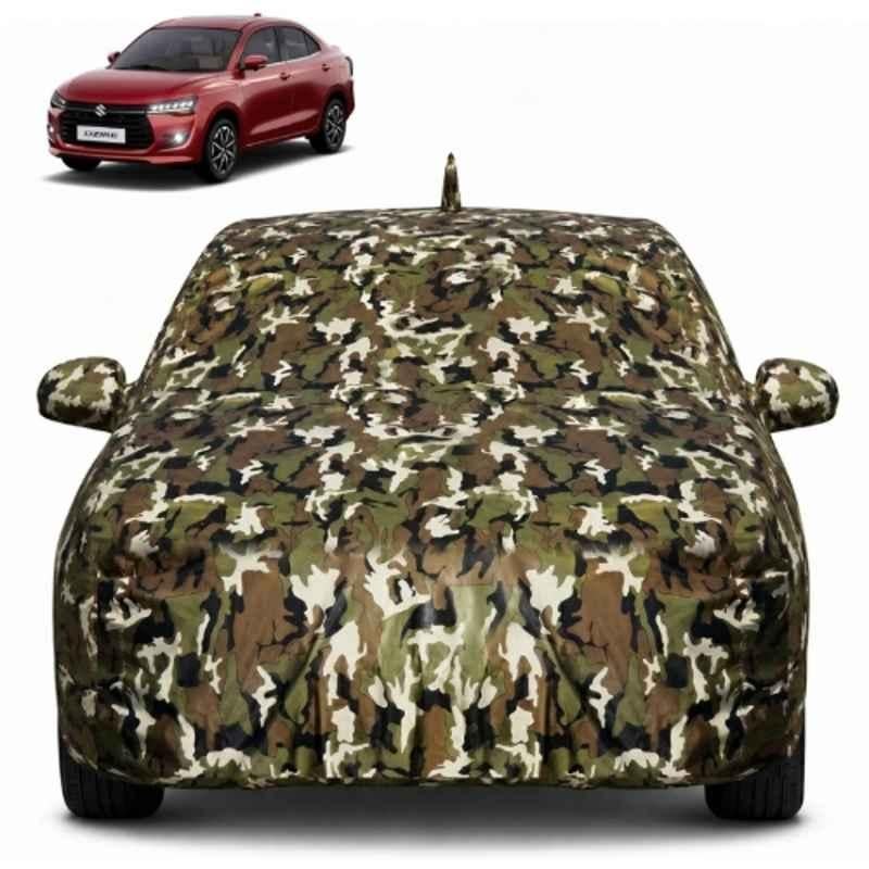Allextreme Polyester Multicolour Camouflage Car Body Cover with Mirror Pocket for Swift Dzire All Model & Years 2008-2024 100% Waterproof with Mirror & Antenna Pockets Triple Stitched Dustproof Heat Resistant UV Protection Military/Jungle/Camouflage, PV_VLSV09