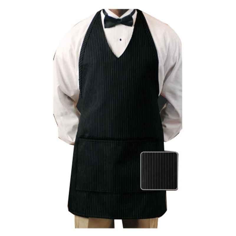 Superb Uniforms Polycotton Black V-Neck Tuxedo Waiter Apron, SUW/B/CA12, Size: S
