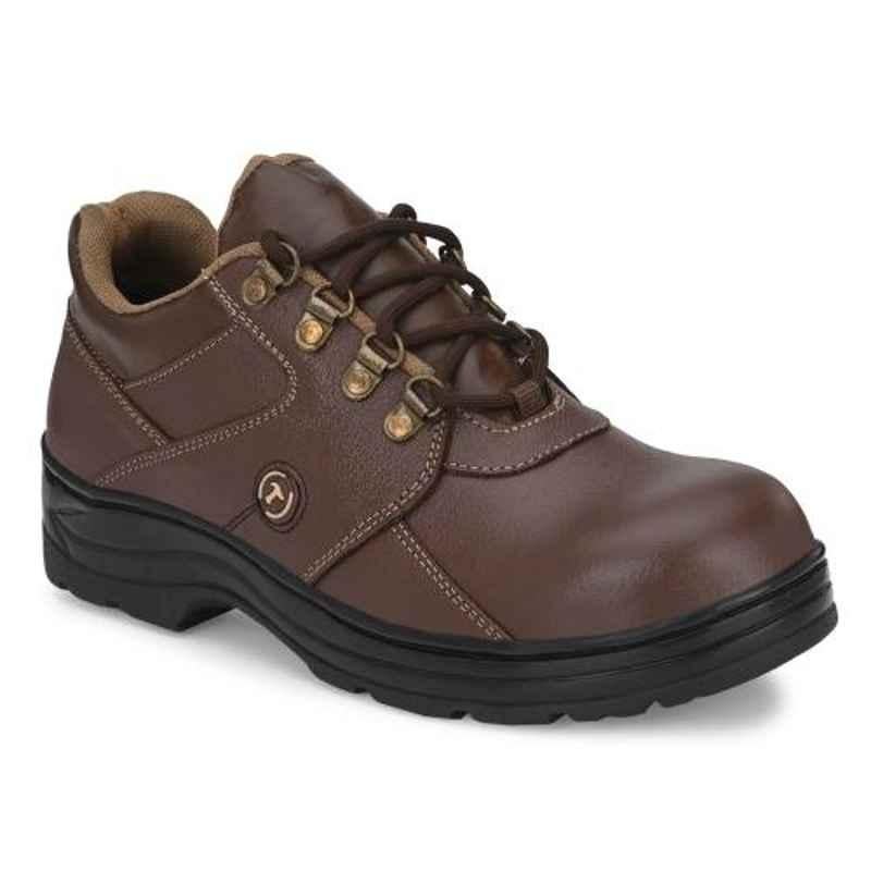 Timberwood TW61BRN Leather Steel Toe Brown Safety Shoe, Size: 6