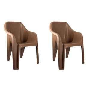 Cello Dynamo Plastic Brown Medium Back Chair, PC005 (Pack of 2)