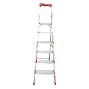 EMAC Pro 6 Step Aluminium Silver Anti Skid Folding Ladder with Tool Tray & 5 inch Wide Step, EMP-6