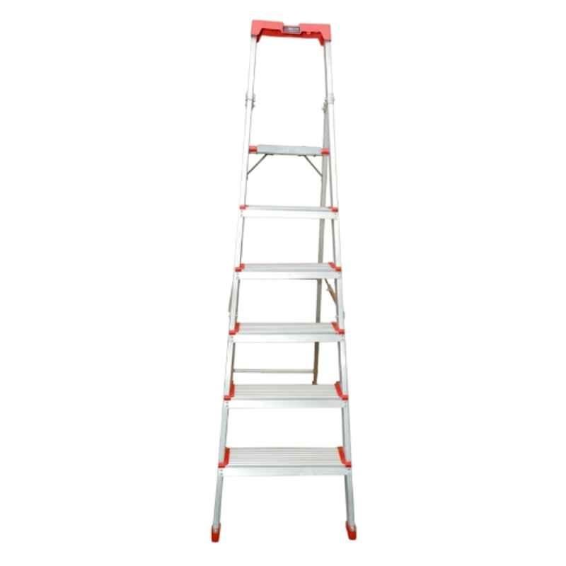 EMAC Pro 6 Step Aluminium Silver Anti Skid Folding Ladder with Tool Tray & 5 inch Wide Step, EMP-6