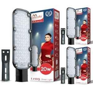Murphy Lensy 20W 6500K PVC Cool White Outdoor LED Street Light (Pack of 3)