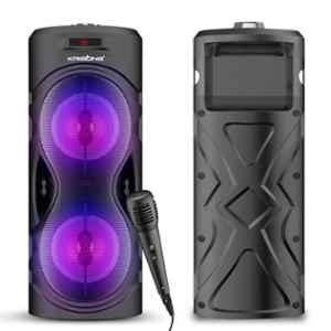 Krisons Buddy 30W Double Woofer Multi-Media Bluetooth Party Speaker with Wired Mic, 2400mAh Battery, Digital Display, RGB Lights, USB, SD Card, FM Radio, Auto TWS Function & Remote