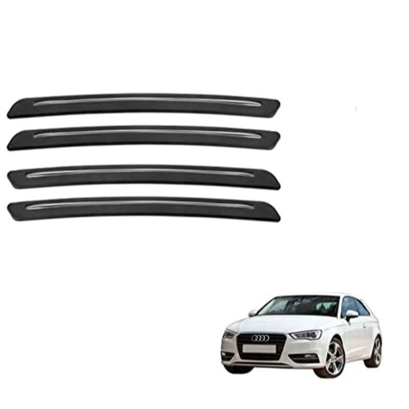 Kozdiko 4 Pcs Rubber Black Car Bumper Protector Set with Chrome Strip forAudi A3