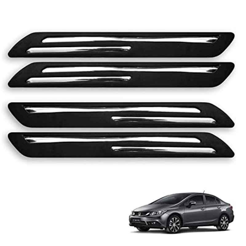 Kozdiko 4 Pcs Rubber Black Double Chrome Strips Car Bumper Protector Guard Set for Honda Civic Old