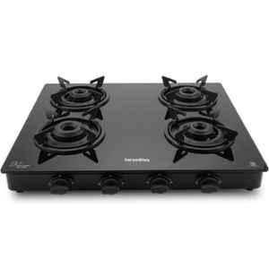 Suryaviva Photon X 4 Burner Cast Iron Toughened Glass Top Gas Stove, SVPX04