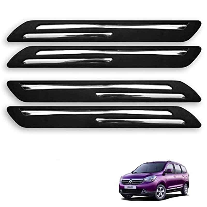 Kozdiko 4 Pcs Rubber Black Double Chrome Strips Car Bumper Protector Guard Set for Renault Lodgy