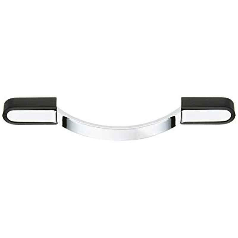 Aquieen 96mm Malleable Chrome Black Wardrobe Cabinet Pull Handle, KL-716-96 (Pack of 2)